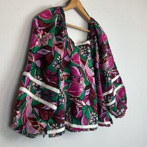 Cynthia Rowley 100% linen floral women’s top size medium